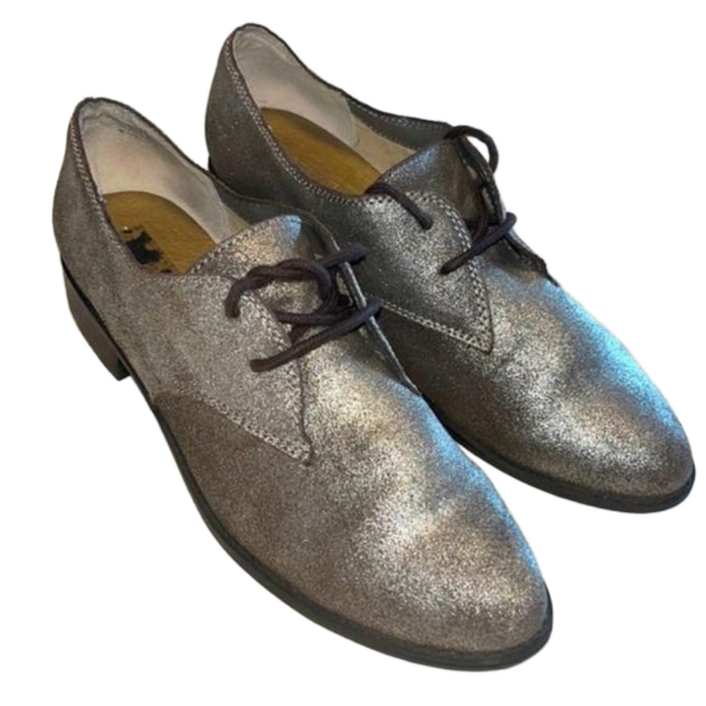 Seychelles Gray Wolf Loafers Lace up sparkle